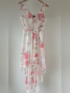 Suzy Shier Floral High-Low Chiffon Dress | Size S